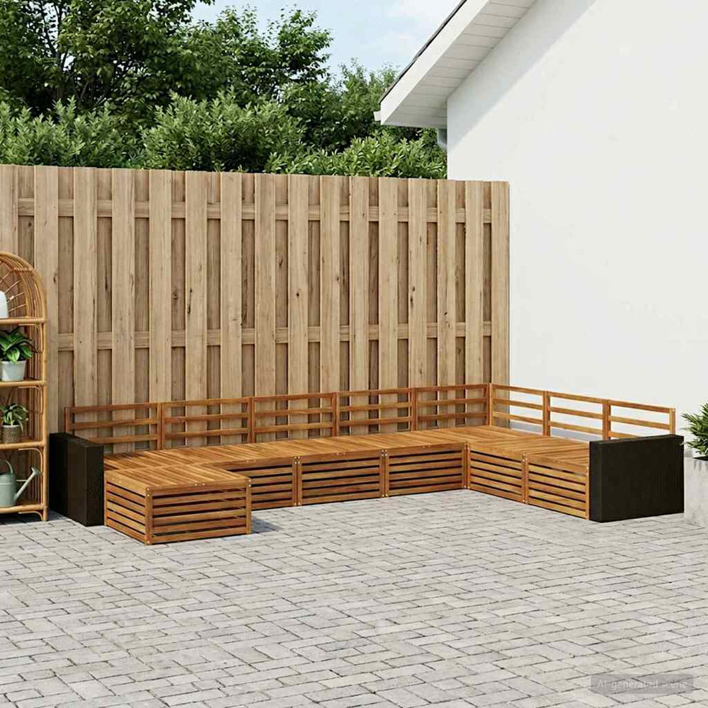 vidaXL Outdoor Sofa Set 8 pcs Natural Solid Acacia Wood