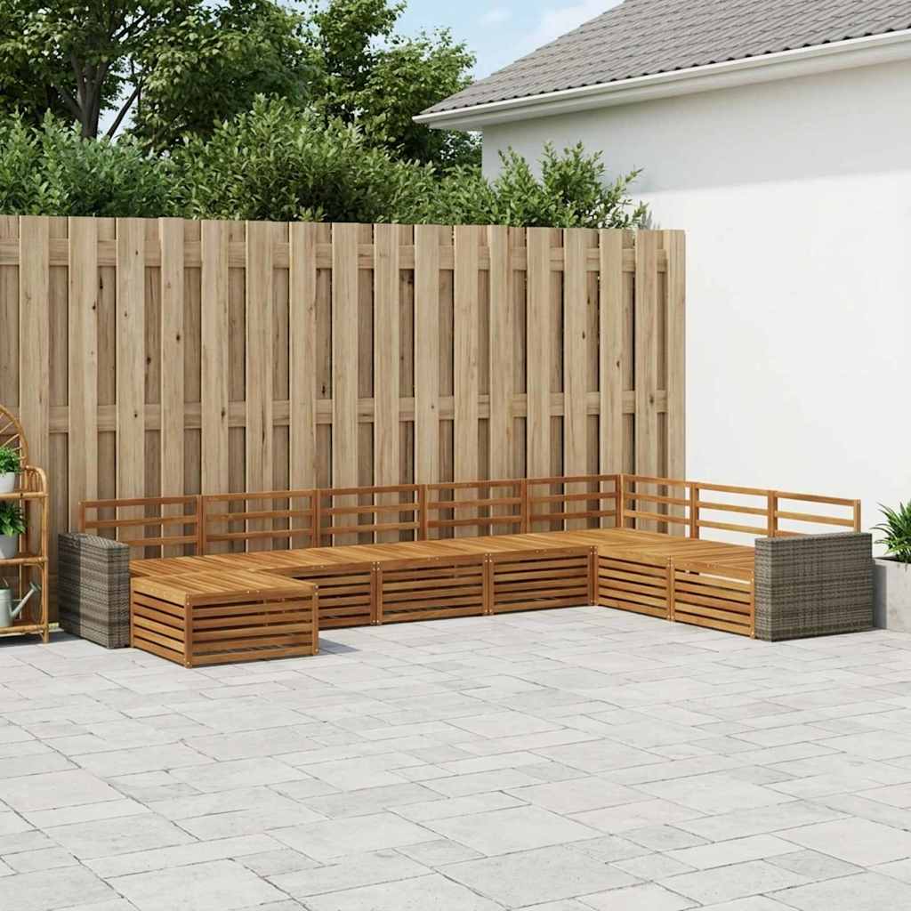 vidaXL Outdoor Sofa Set 8 pcs Natural Solid Acacia Wood 1