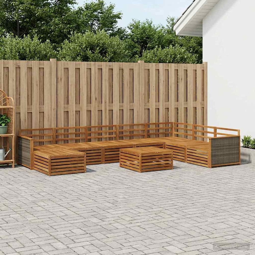 vidaXL Outdoor Sofa Set 9 pcs Natural Solid Acacia Wood
