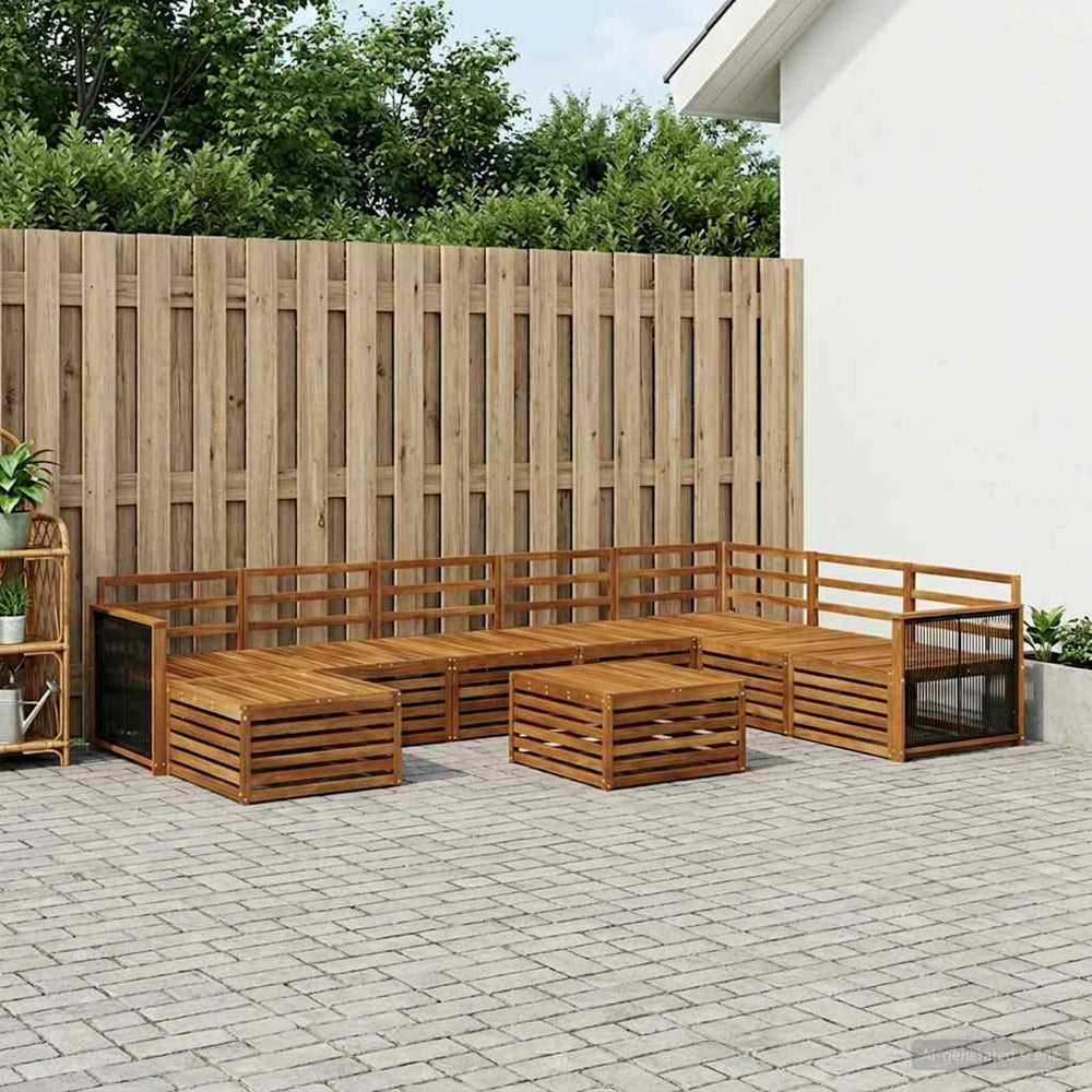 vidaXL Outdoor Sofa Set 9 pcs Natural Solid Acacia Wood