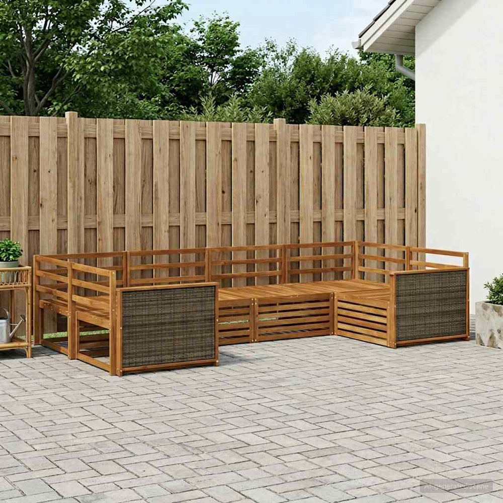 vidaXL Outdoor Sofa Set 6 pcs Natural Solid Acacia Wood