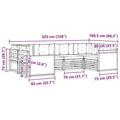 vidaXL Outdoor Sofa Set 6 pcs Natural Solid Acacia Wood 6