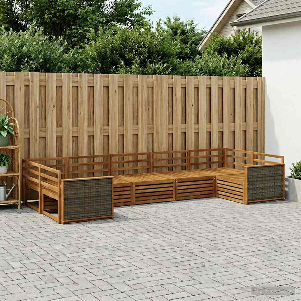 vidaXL Outdoor Sofa Set 7 pcs Natural Solid Acacia Wood