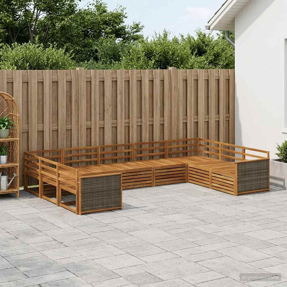 vidaXL Outdoor Sofa Set 9 pcs Natural Solid Acacia Wood