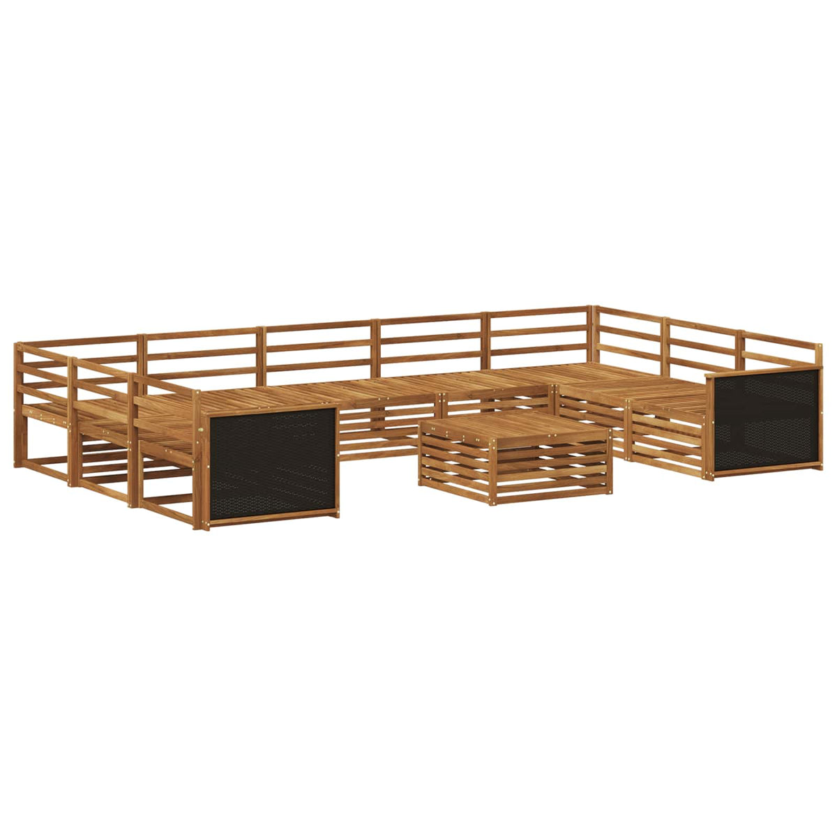 vidaXL Outdoor Sofa Set 10 pcs Natural Solid Acacia Wood 2