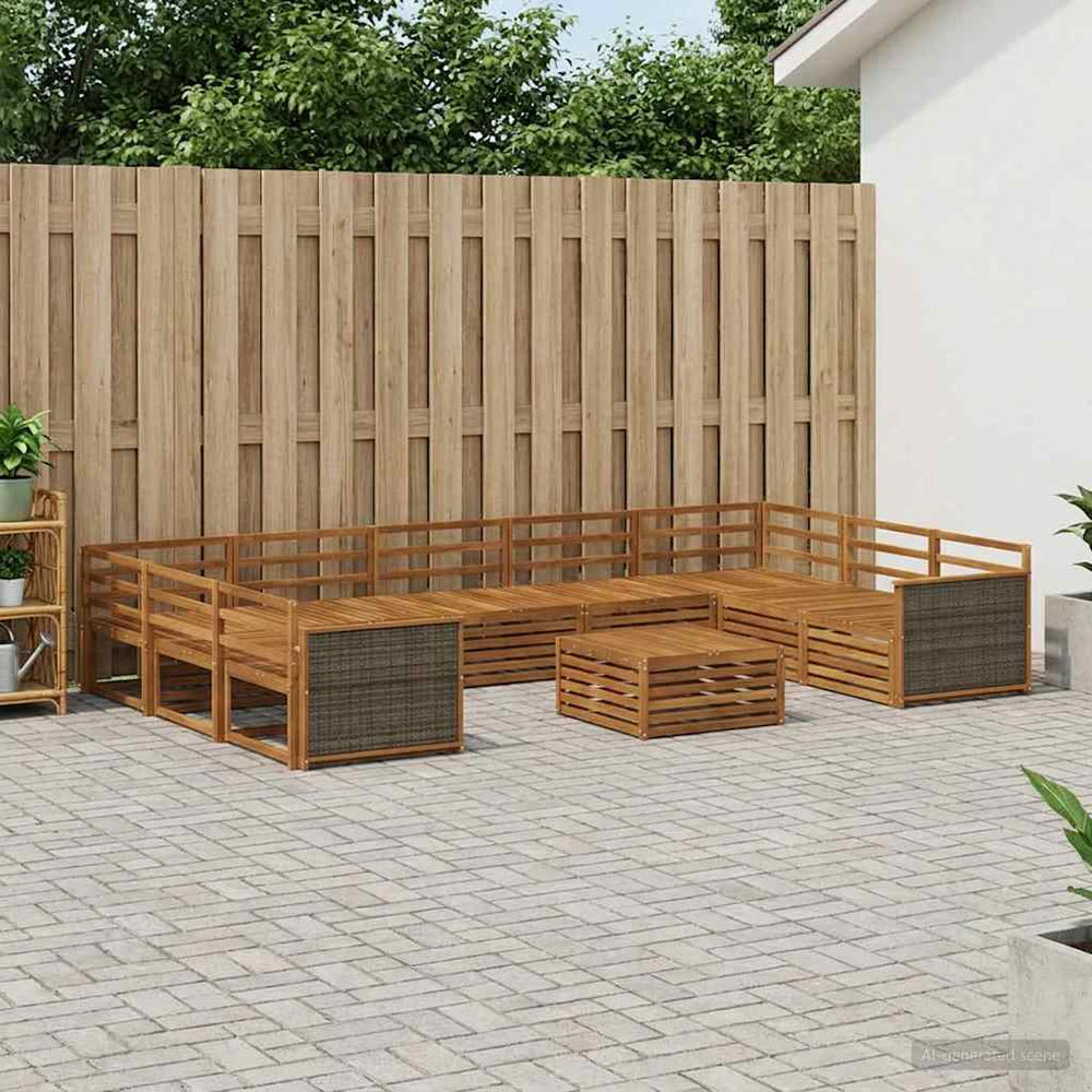 vidaXL Outdoor Sofa Set 10 pcs Natural Solid Acacia Wood
