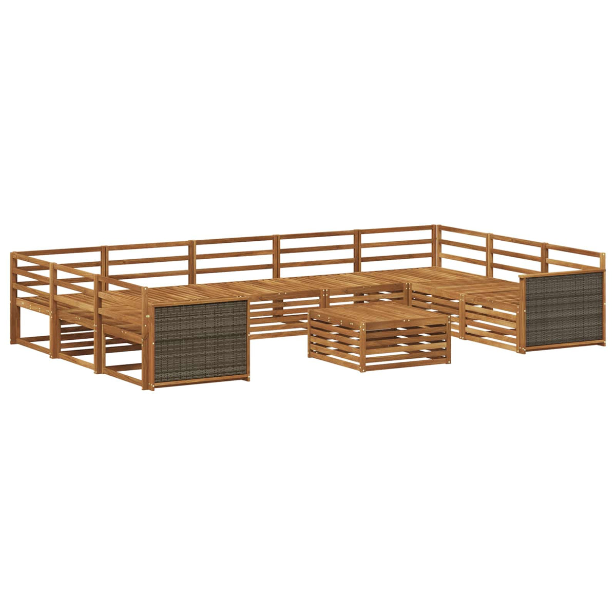 vidaXL Outdoor Sofa Set 10 pcs Natural Solid Acacia Wood 2