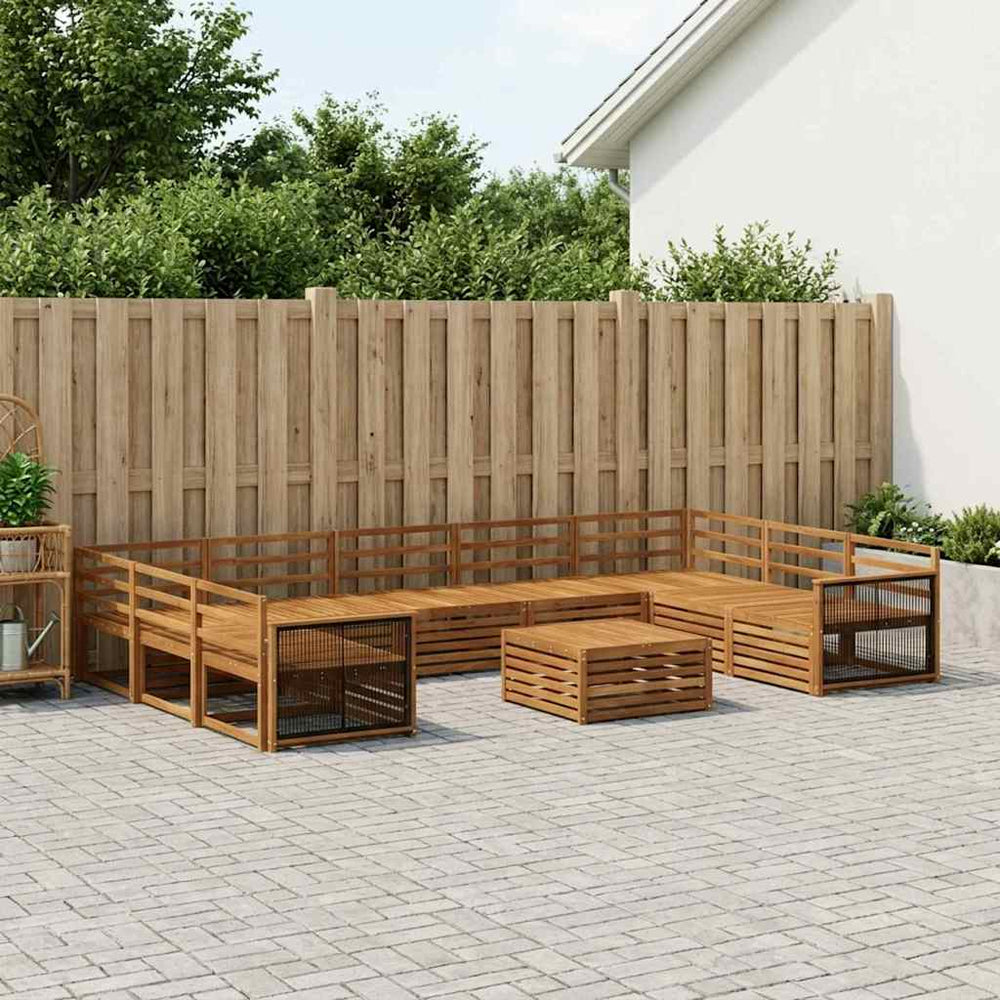 vidaXL Outdoor Sofa Set 10 pcs Natural Solid Acacia Wood