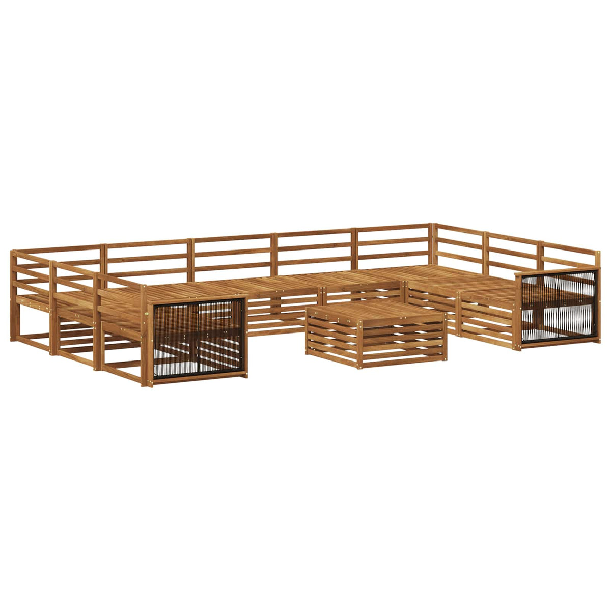 vidaXL Outdoor Sofa Set 10 pcs Natural Solid Acacia Wood 2