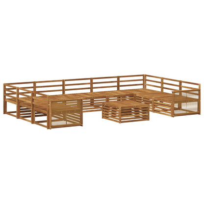 vidaXL Outdoor Sofa Set 10 pcs Natural Solid Acacia Wood 2