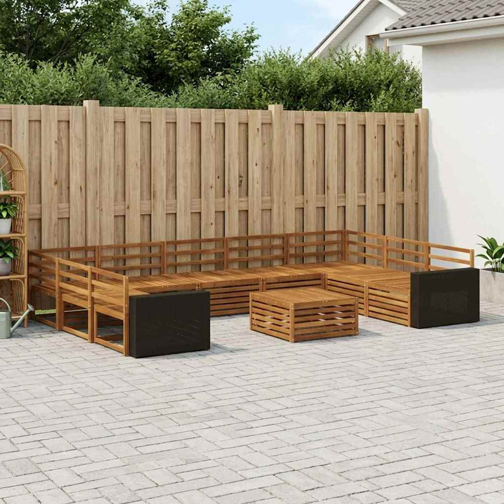 vidaXL Outdoor Sofa Set 10 pcs Natural Solid Acacia Wood