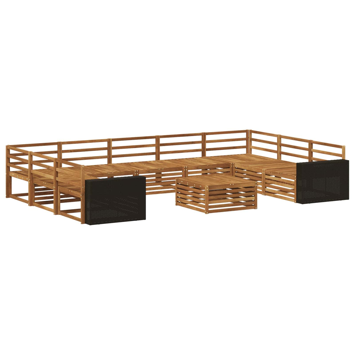 vidaXL Outdoor Sofa Set 10 pcs Natural Solid Acacia Wood 2