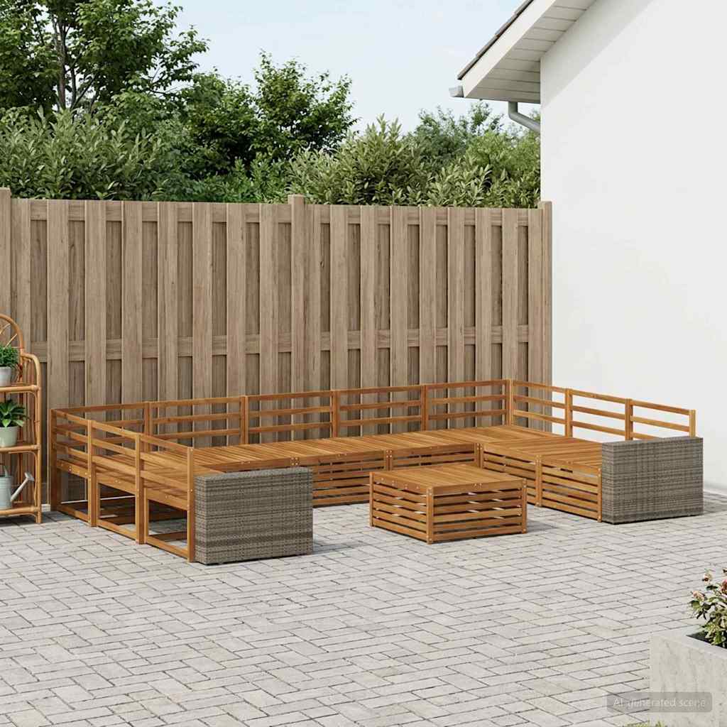 vidaXL Outdoor Sofa Set 10 pcs Natural Solid Acacia Wood 1