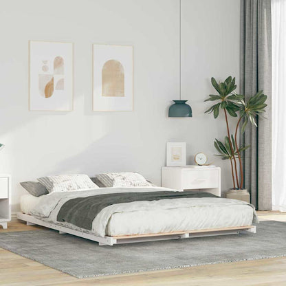 Bed Frame Solid Pine Wood White Length 200 cm 150 cm