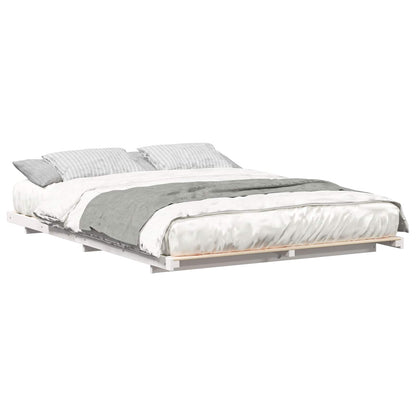 Bed Frame Solid Pine Wood White Length 200 cm 150 cm