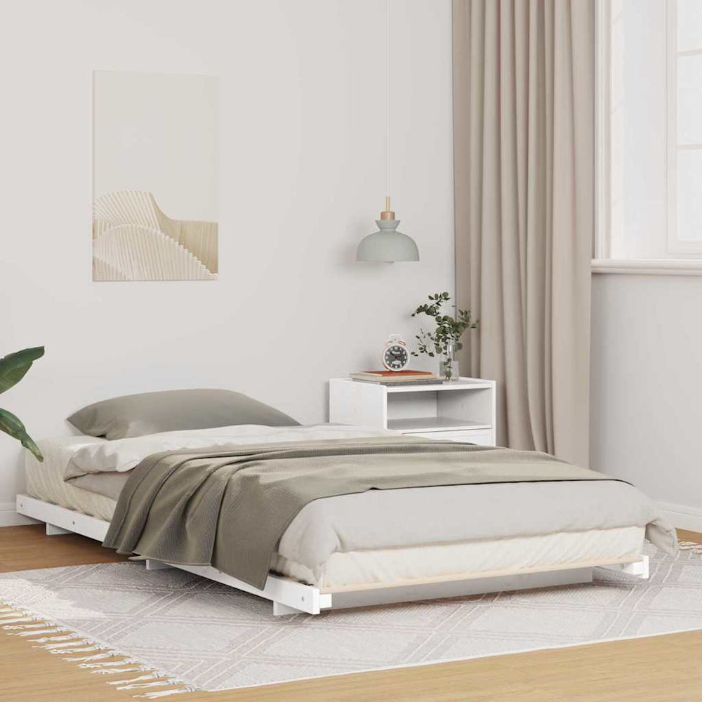 vidaXL Bed Frame Solid Pine Wood White Length 200 cm