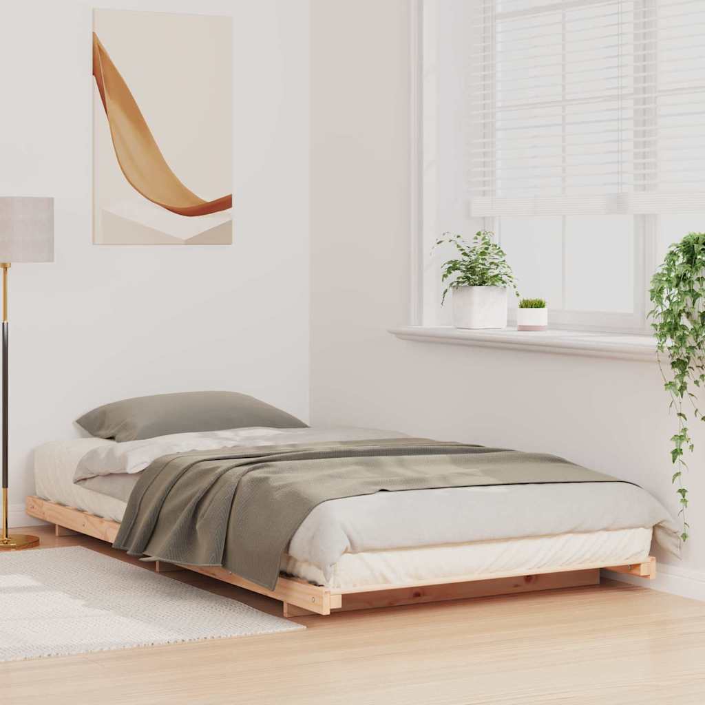 Bed Frame Solid Pine Wood Brown Length 210 cm 80 cm