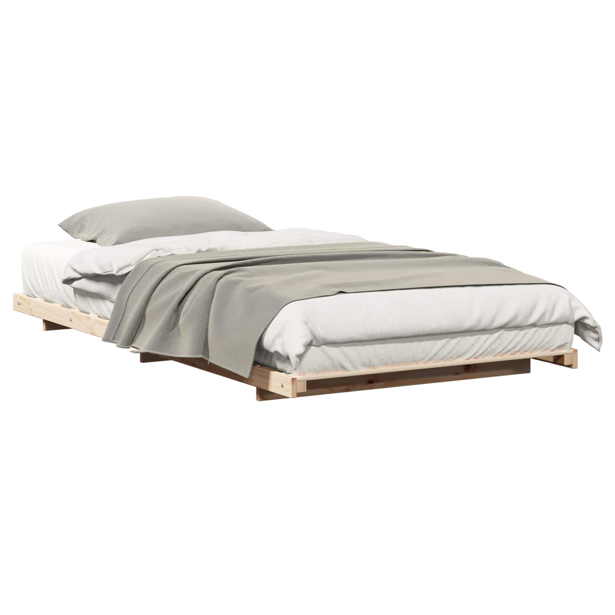 Bed Frame Solid Pine Wood Brown Length 210 cm 80 cm