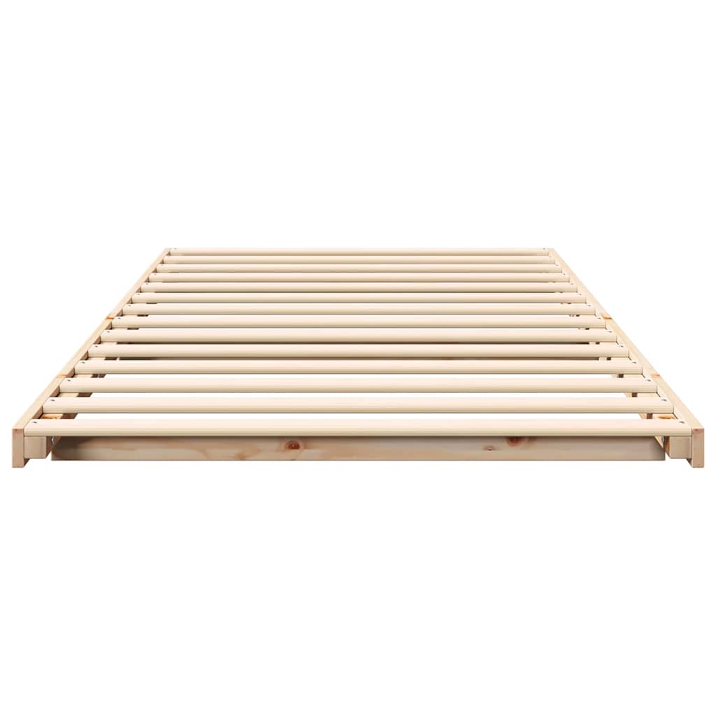Bed Frame Solid Pine Wood Brown Length 210 cm 80 cm