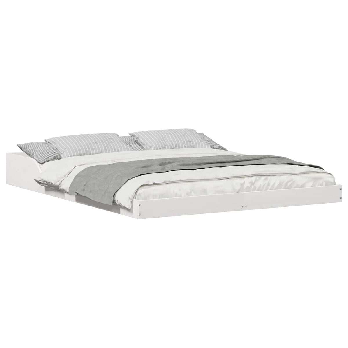 Bed Frame Solid Pine Wood White Length 200 cm 150 cm