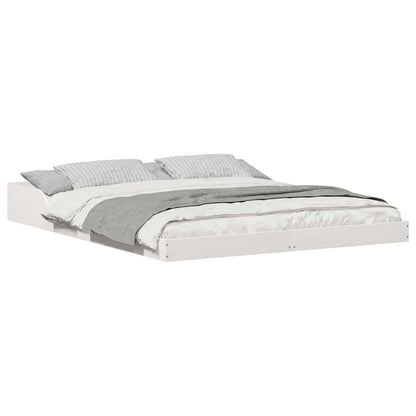 Bed Frame Solid Pine Wood White Length 200 cm 150 cm