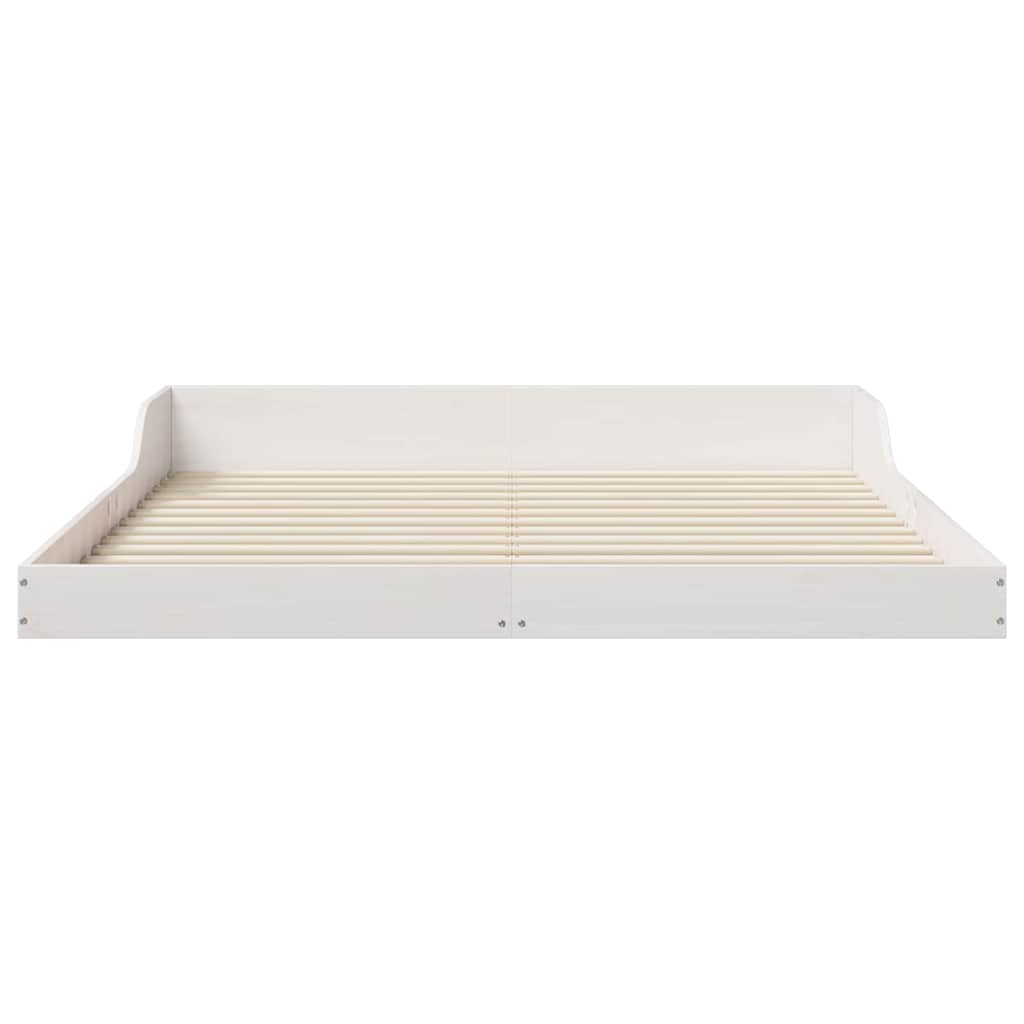 Bed Frame Solid Pine Wood White Length 200 cm 150 cm
