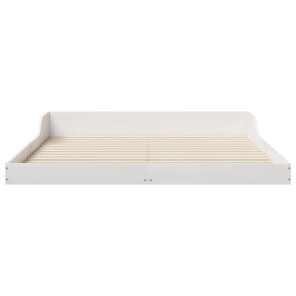 Bed Frame Solid Pine Wood White Length 200 cm 150 cm
