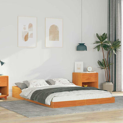 Bed Frame Solid Pine Wood Wax Brown Length 200 cm 120 cm
