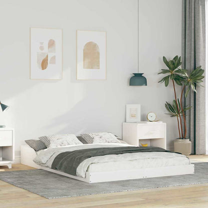 Bed Frame Solid Pine Wood White Length 190 cm 135 cm
