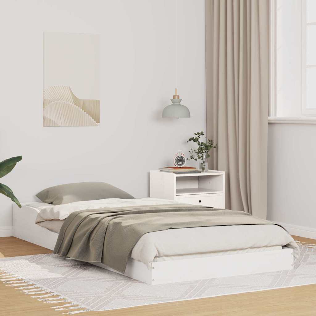 Bed Frame Solid Pine Wood White Length 200 cm 80 cm