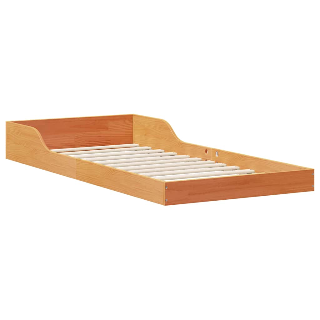 Bed Frame Solid Pine Wood Wax Brown Length 200 cm 80 cm