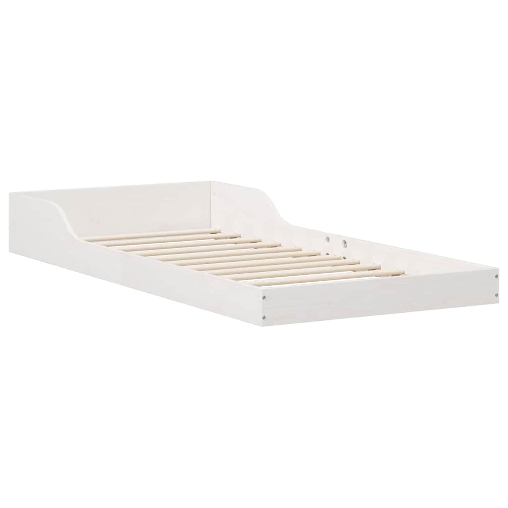 Bed Frame Solid Pine Wood White Length 190 cm 75 cm