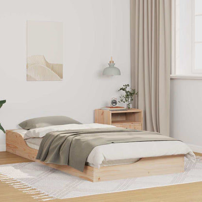 Bed Frame Brown Solid Pine Wood Natural 100 cm 200 cm