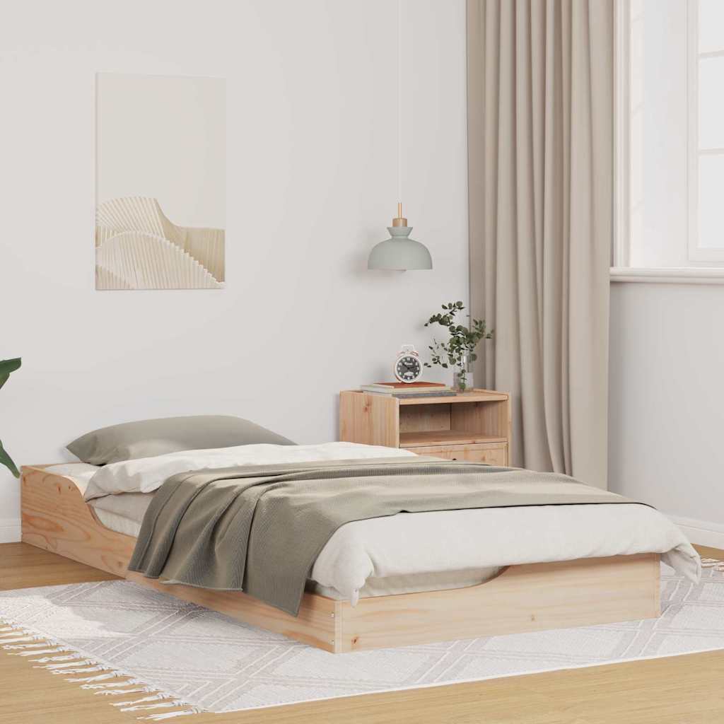 Bed Frame Brown Solid Pine Wood Natural 80 cm 200 cm