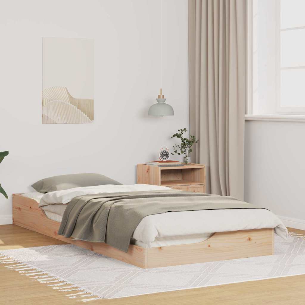 Bed Frame Brown Solid Pine Wood Natural 80 cm 210 cm