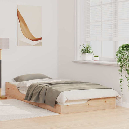 Bed Frame Brown Solid Pine Wood Natural 80 cm 210 cm