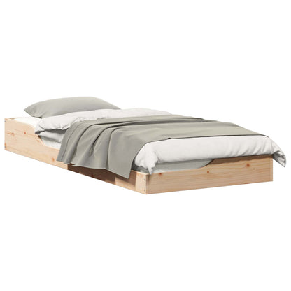 Bed Frame Brown Solid Pine Wood Natural 80 cm 210 cm