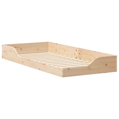 Bed Frame Brown Solid Pine Wood Natural 80 cm 210 cm