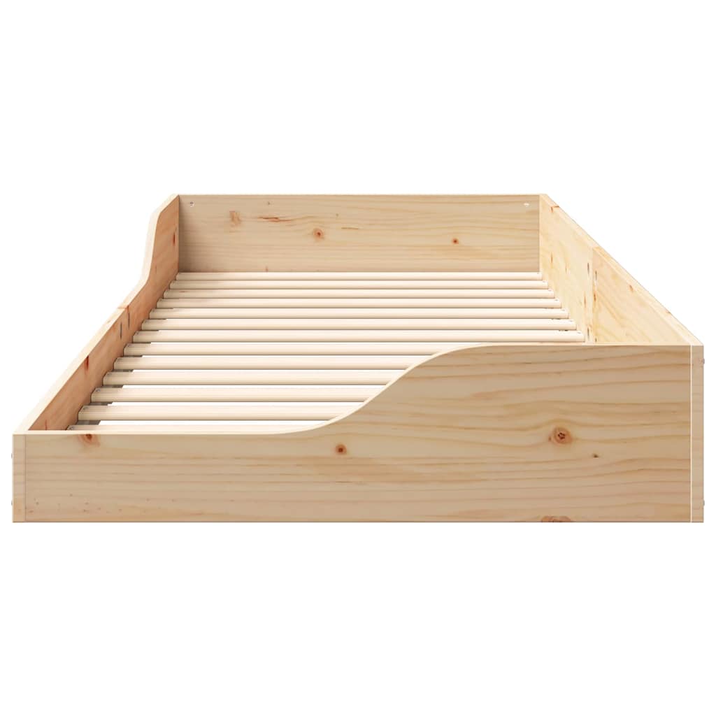 Bed Frame Brown Solid Pine Wood Natural 80 cm 210 cm