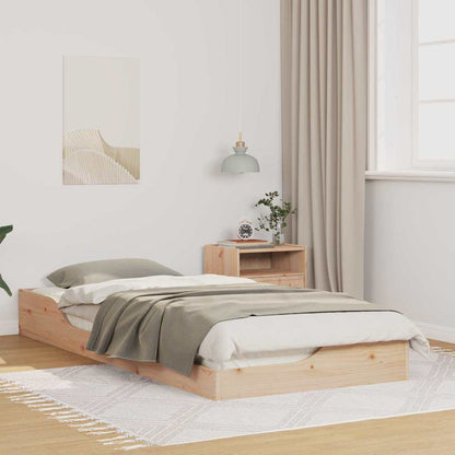 Bed Frame Brown Solid Pine Wood Natural 90 cm 210 cm