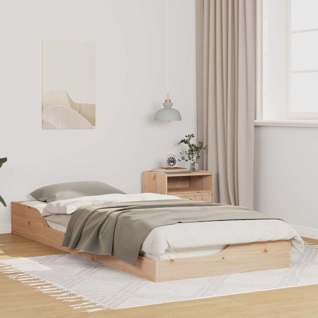 Bed Frame Brown Solid Pine Wood Natural 80 cm 220 cm