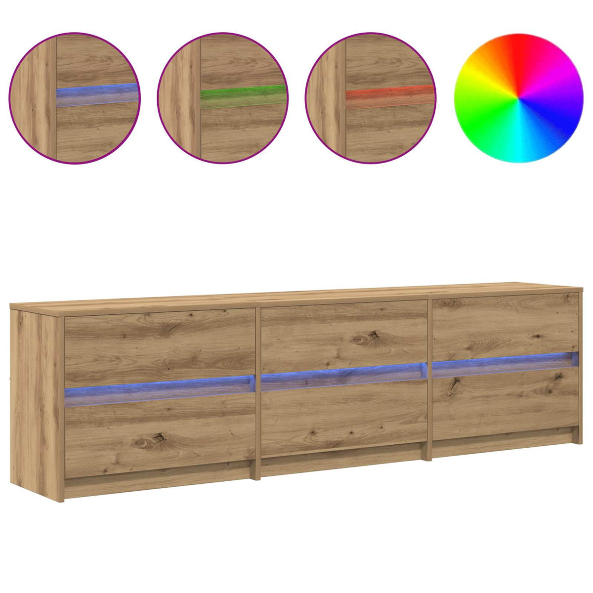 TV Cabinet with LED 100x34x50 cm Engineered Wood Artisan oak 180 cm