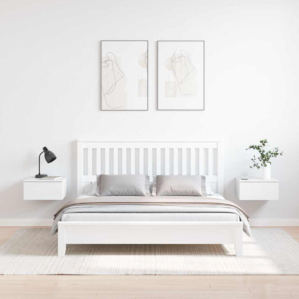 Bedside Table 37 x 35 x 18.5 cm Solid pine wood White