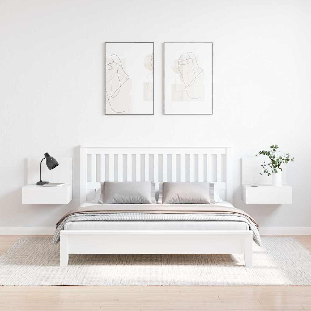 Bedside Table 42 x 32.5 x 40 cm Solid pine wood White