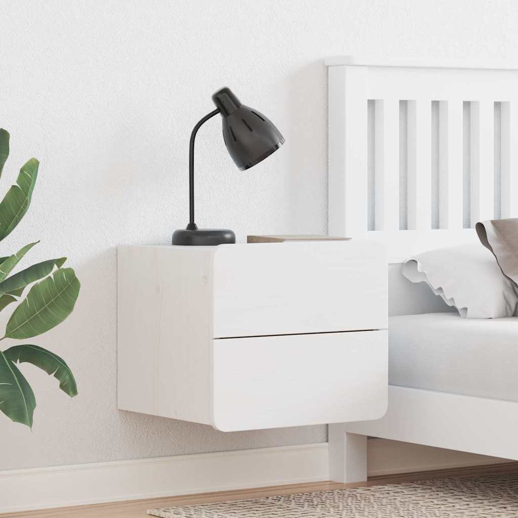 Bedside Table 39 x 34 x 33 cm Solid pinewood White 2