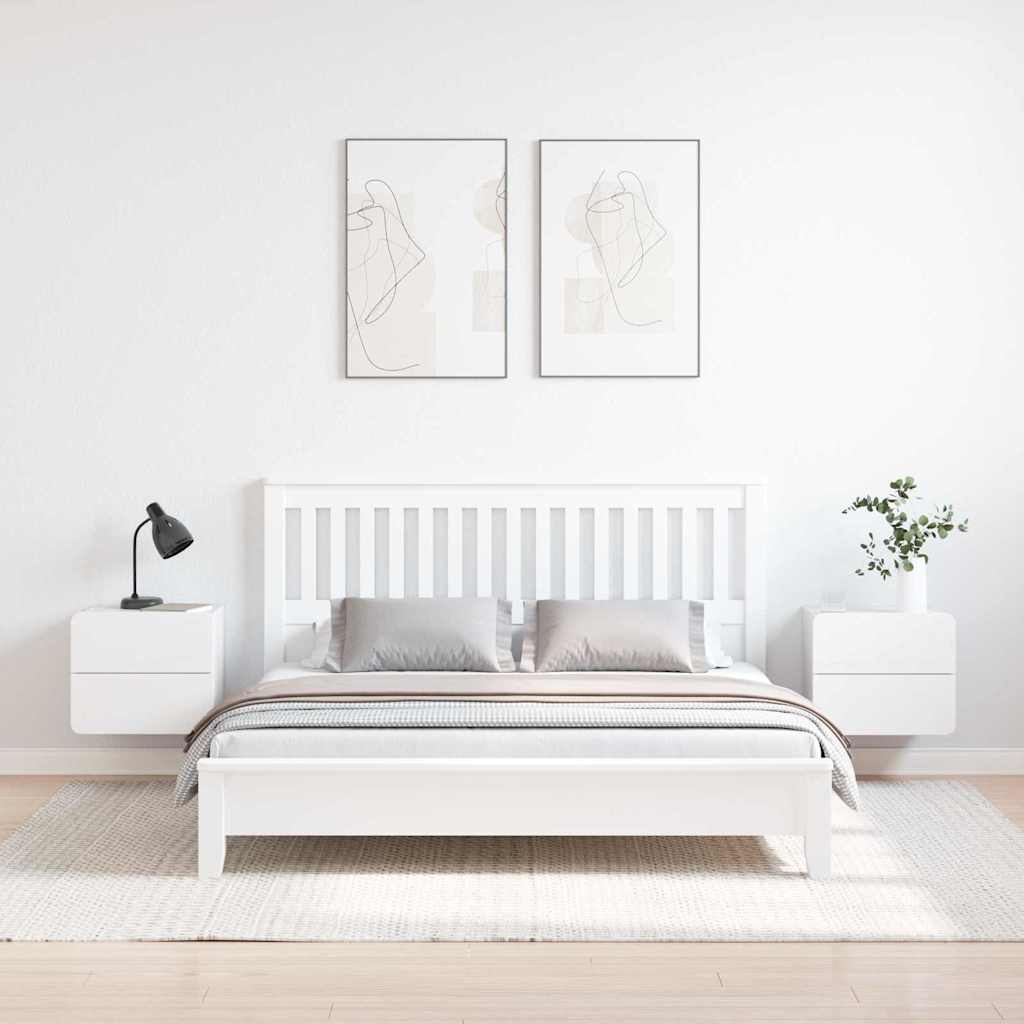 Bedside Table 39 x 34 x 33 cm Solid pinewood White 2
