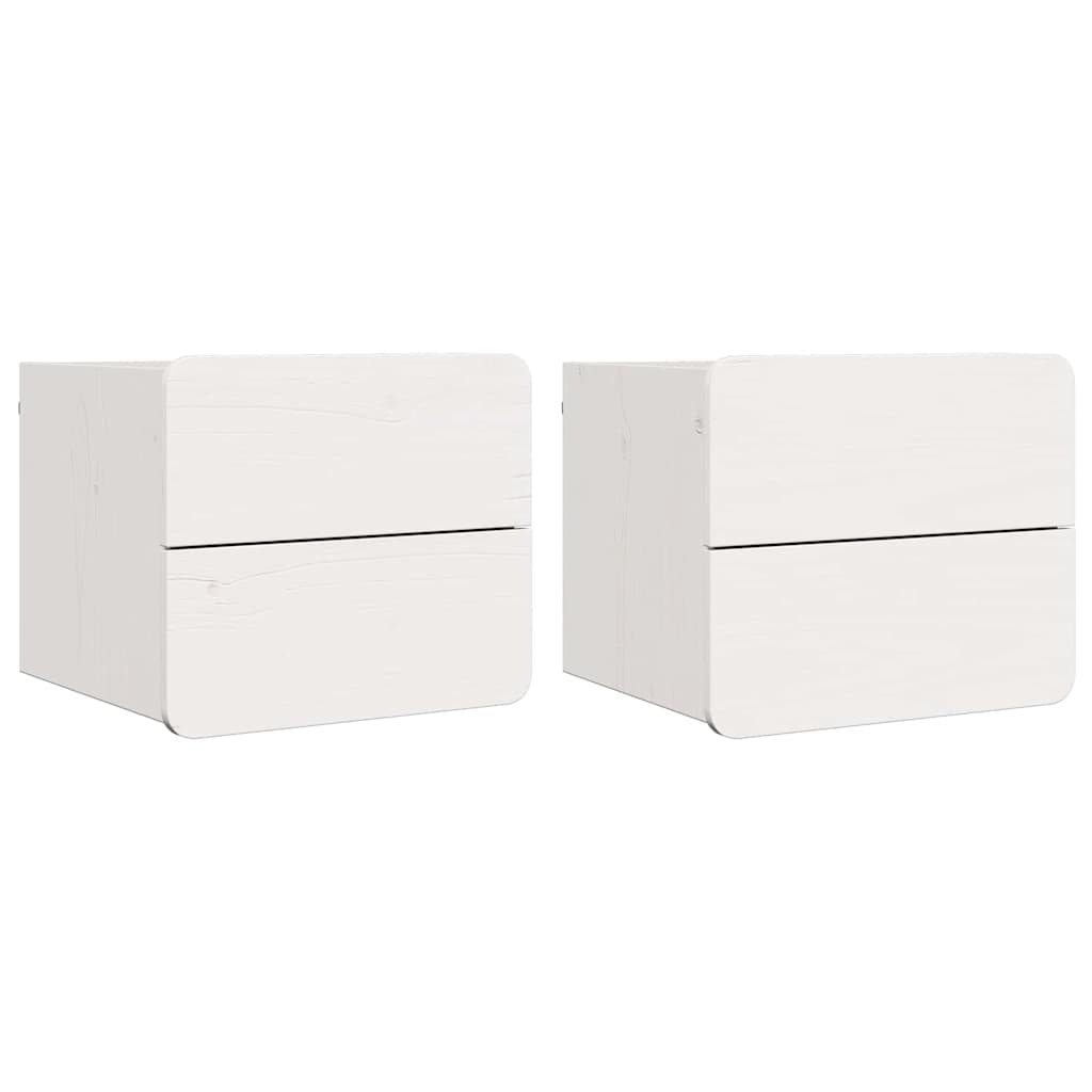Bedside Table 39 x 34 x 33 cm Solid pinewood White 2