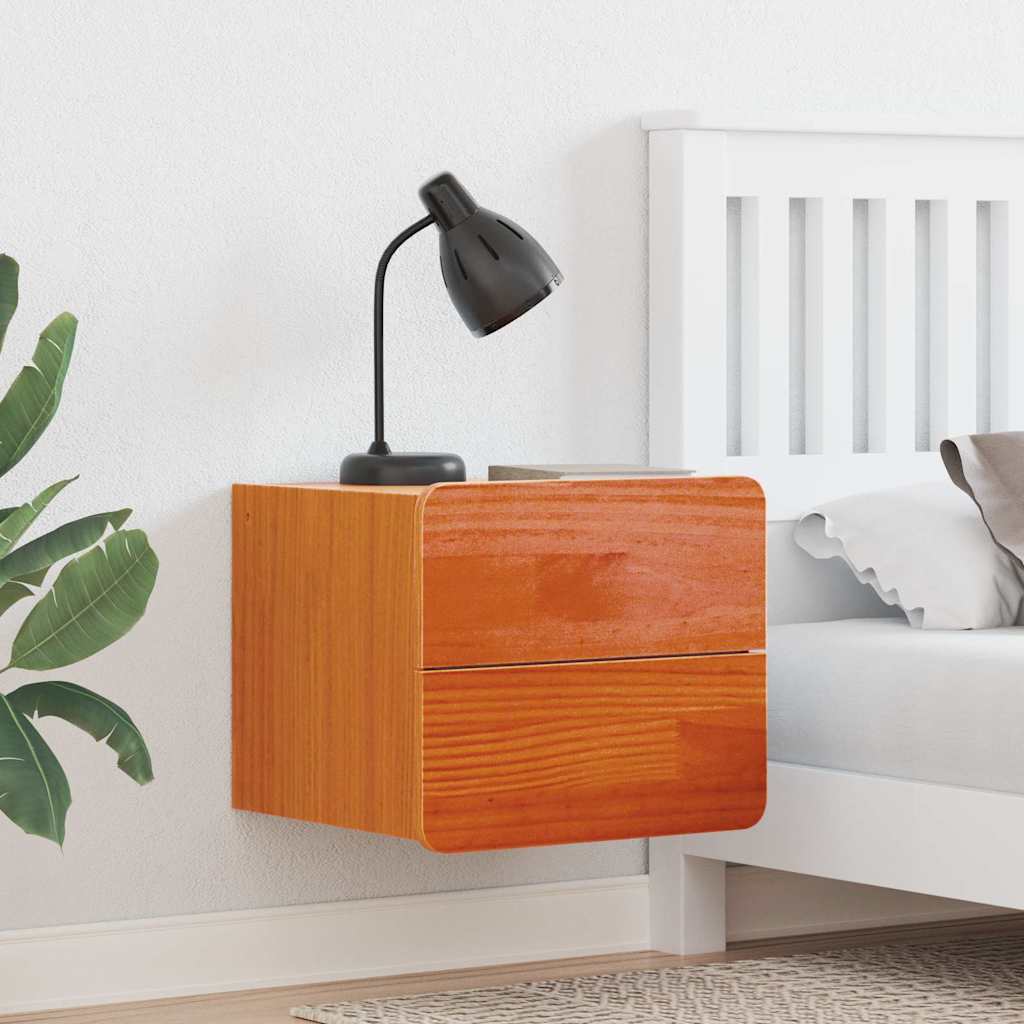 Bedside Table 39 x 34 x 33 cm Solid pinewood Wax brown 2