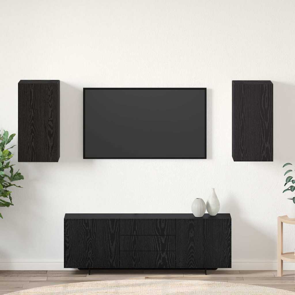 TV Cabinet Set 30.5x30x60 cm Engineered Wood 2 pcs Black oak