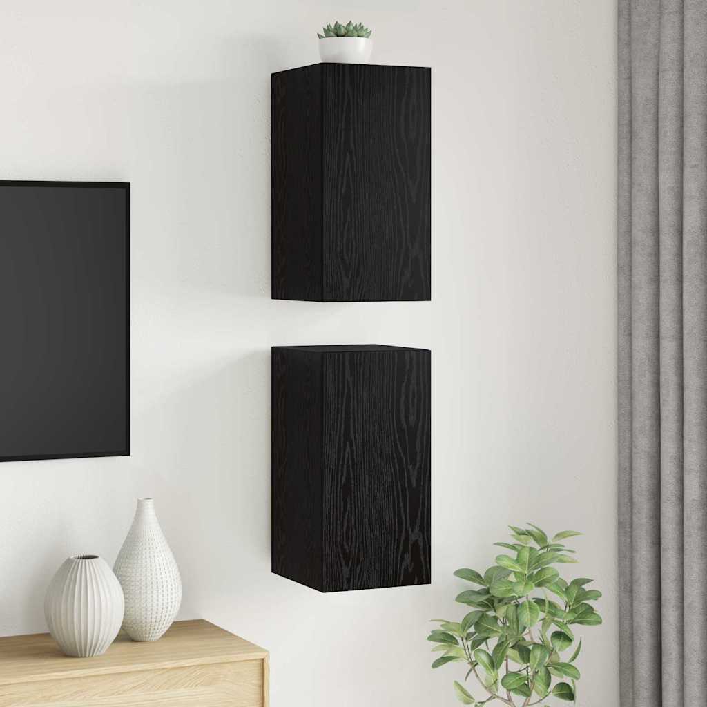 TV Cabinet Set 30.5x30x60 cm Engineered Wood 2 pcs Black oak